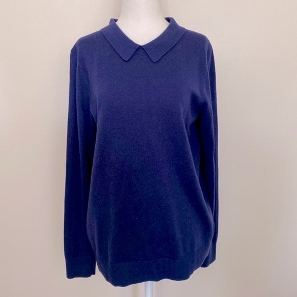 Banana Republic navy blue collared knit sweater - Picture 1 of 11